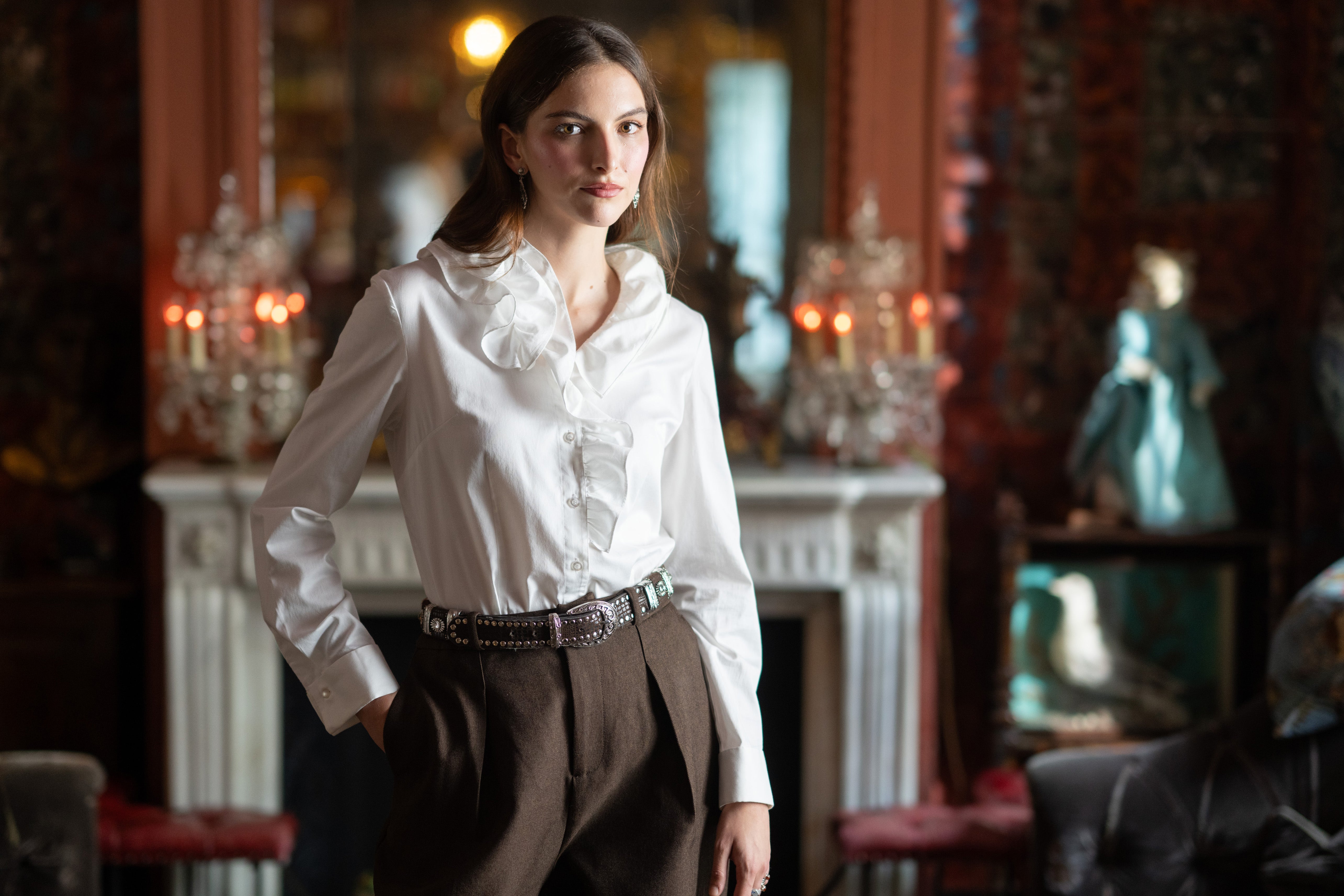 Willow White Frilled Collar Shirt | The Shirt Company