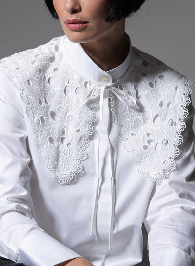 LADY DANBURY WHITE EMBROIDERED CUT OUT SEPARATE COLLAR