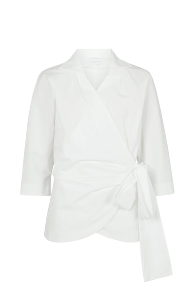 Abigail White Wrap Cotton Poplin Blouse