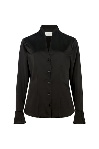 Aria Black Tulip Neck Shirt