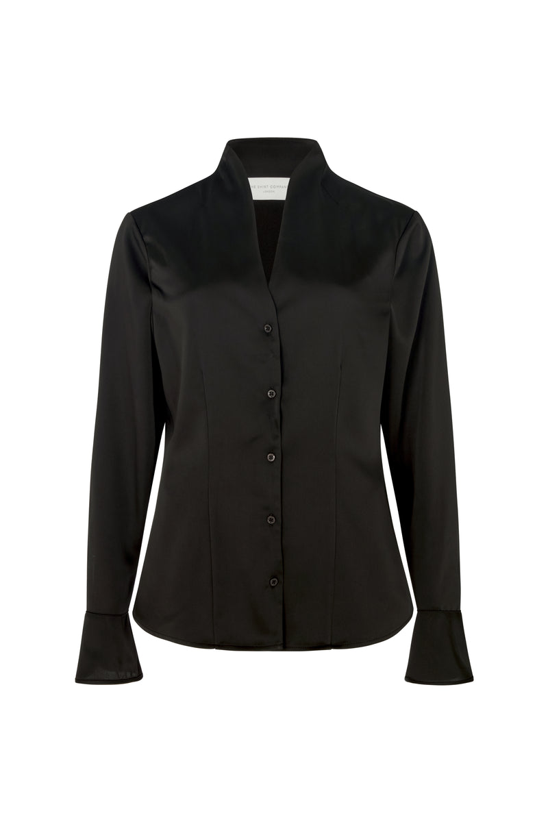 Aria Black Tulip Neck Shirt