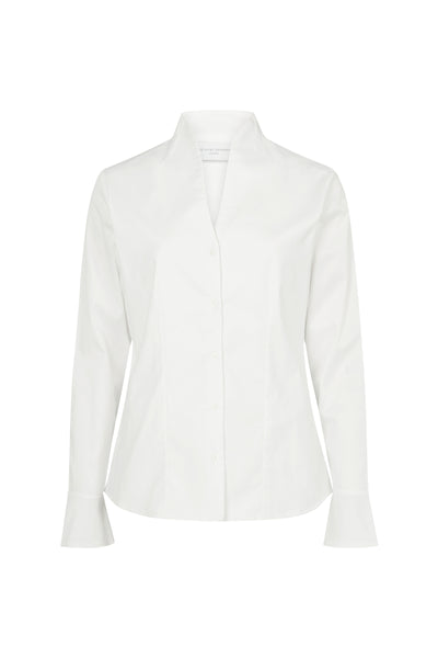 Aria White Tulip Neck Cotton Shirt