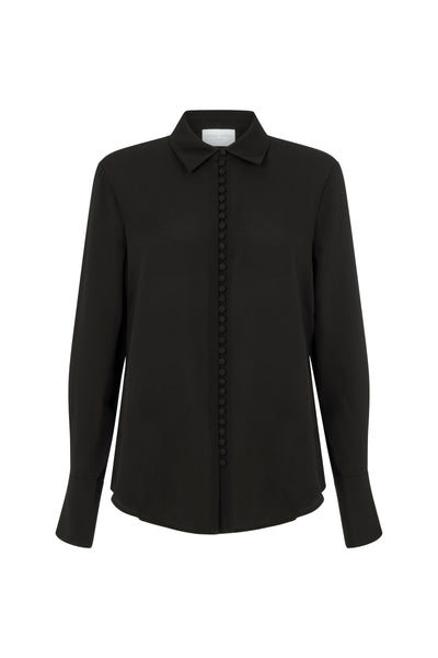 Augusta Black 100% Silk Crepe de Chine Victoriana Blouse