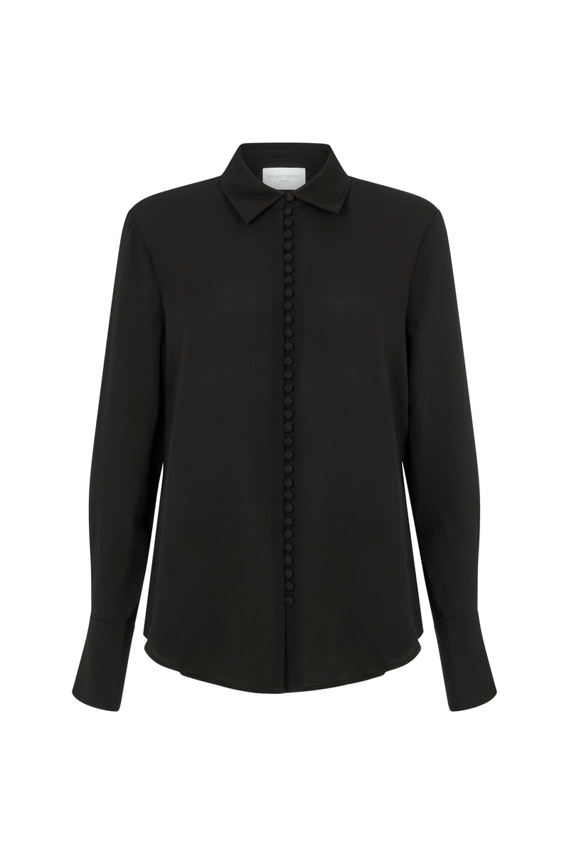 Augusta Black 100% Silk Crepe de Chine Victoriana Blouse