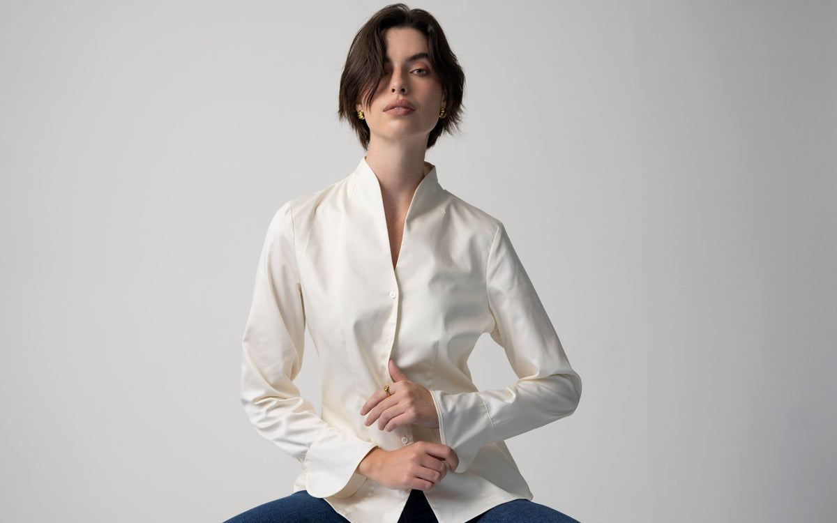 The Shirt Company ARIA SHIRT - THE TULIP - Cream, Cotton Sateen