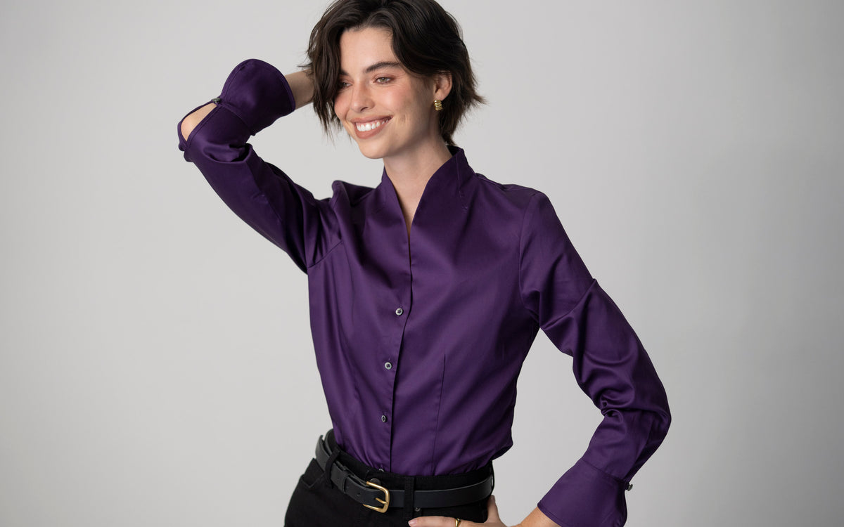 The Shirt Company ARIA SHIRT - THE TULIP - Deep Violet, Cotton Sateen