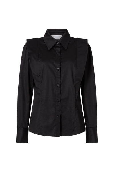 Brooke Black V-Line Silhouette Tailored Cotton Shirt