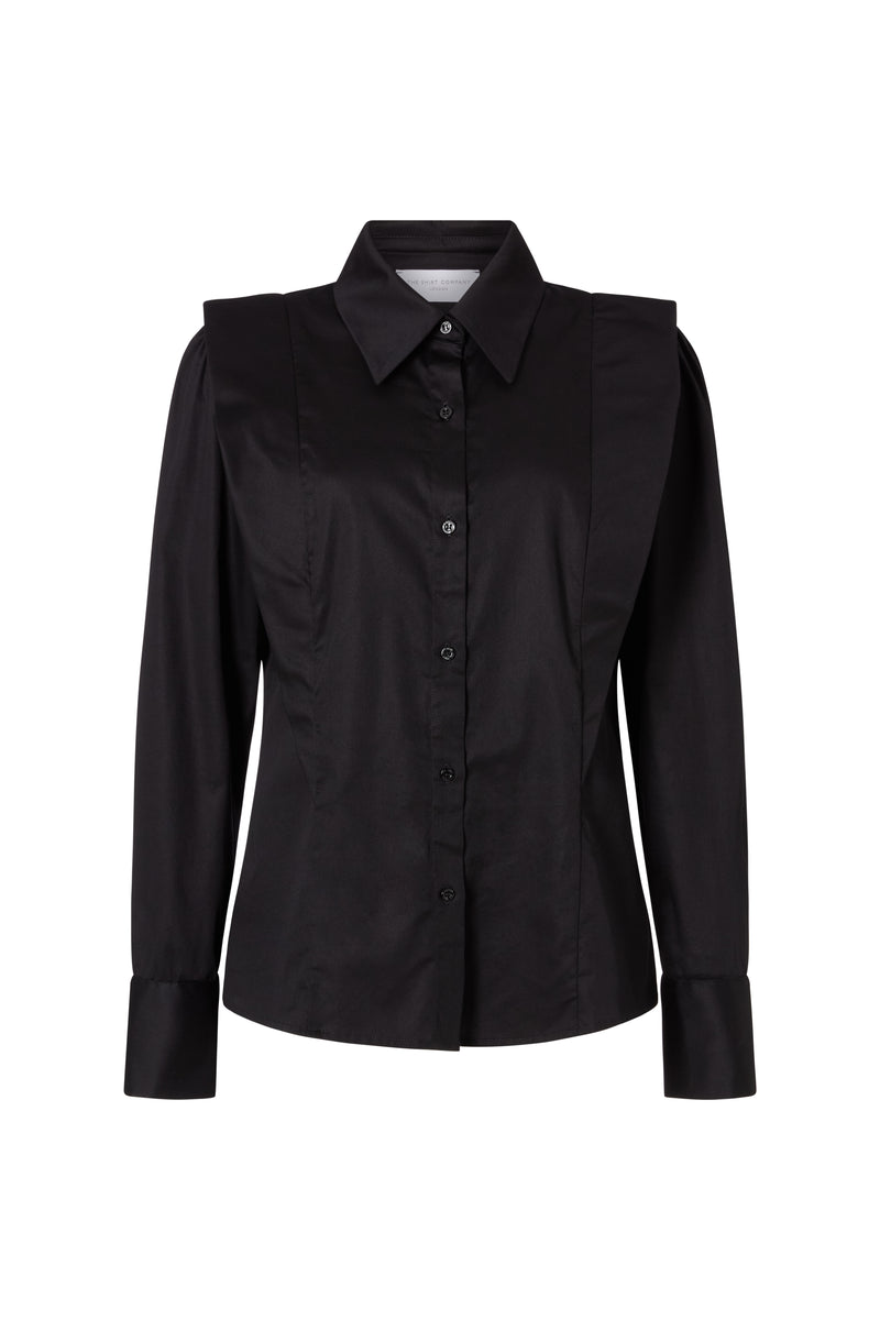 Brooke Black V-Line Silhouette Tailored Cotton Shirt