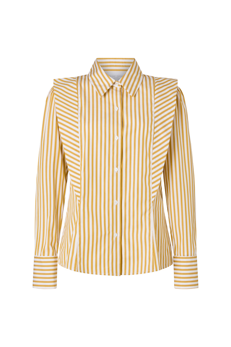 Brooke Gold & White Stripe V-Line Silhouette Tailored Cotton Shirt