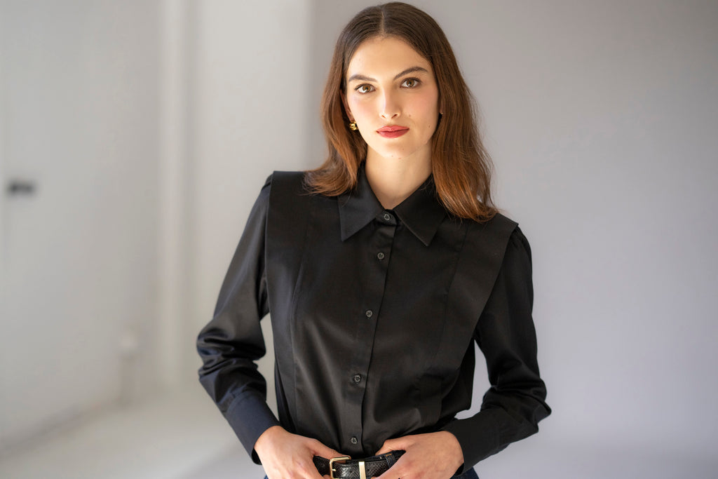 BROOKE TAILORED Black Cotton Twill