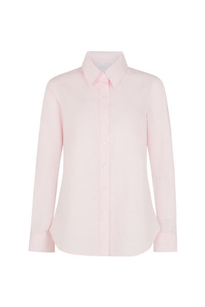 Colleen "The Classic" Pink Linen Weave Semi-fit Basic Shirt