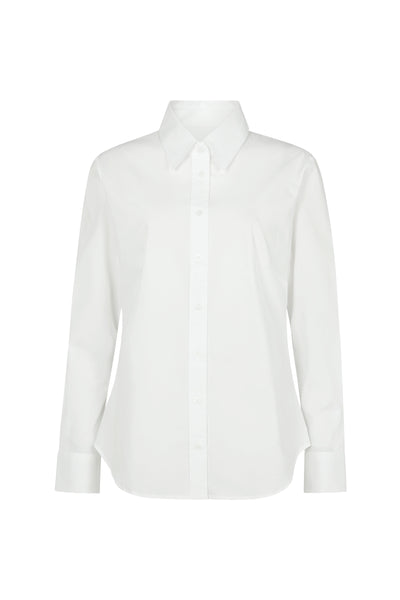 Colleen "The Classic" White Semi-fit Basic Shirt in Cotton Poplin