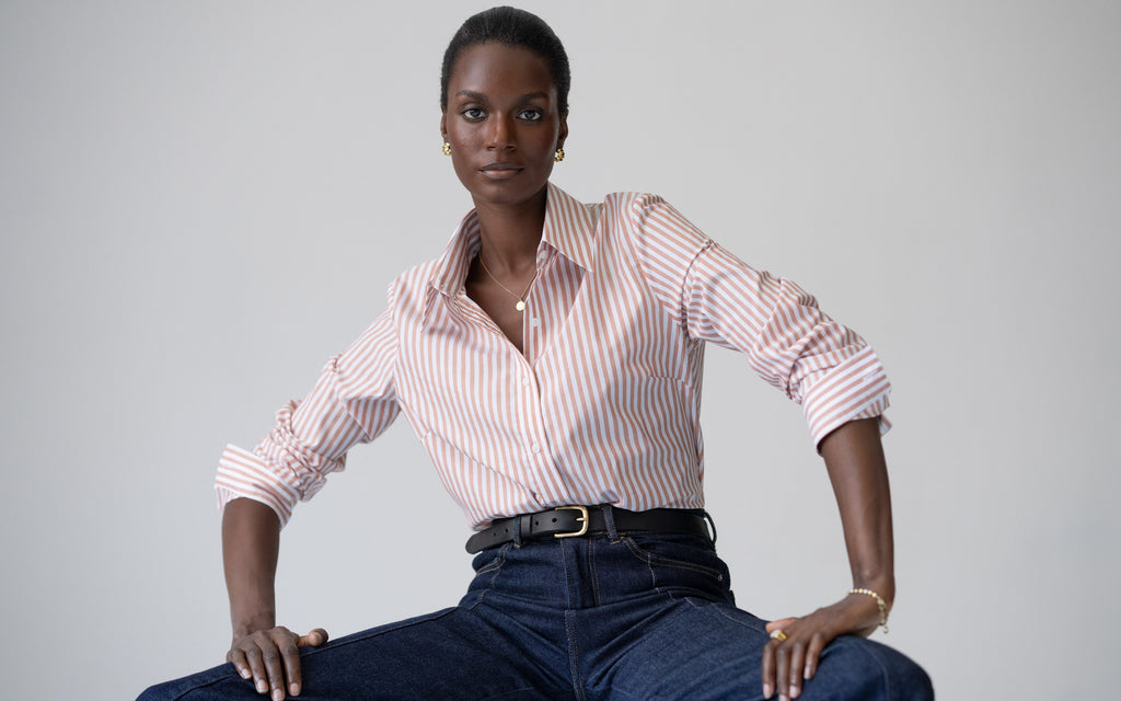 COLLEEN CLASSIC Terracotta Stripe Cotton Poplin