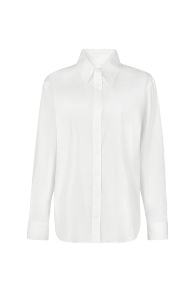 Colleen Curve "The Classic" White Semi-fit Basic Shirt in Cotton Poplin