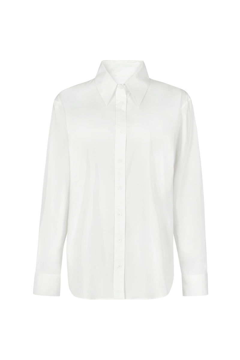 Colleen Curve "The Classic" White Semi-fit Basic Shirt in Cotton Poplin