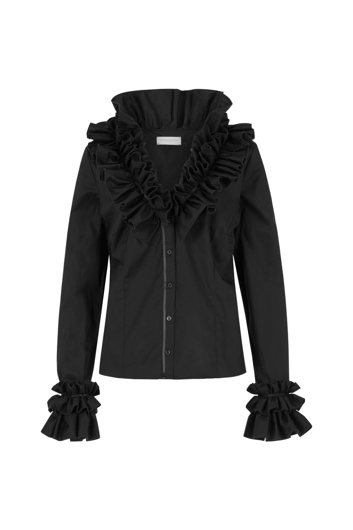 トップス THEREDTHREAD button frill blouse black Women's Evening Shirt with Frill Collar & Cuffs | The Shirt Company