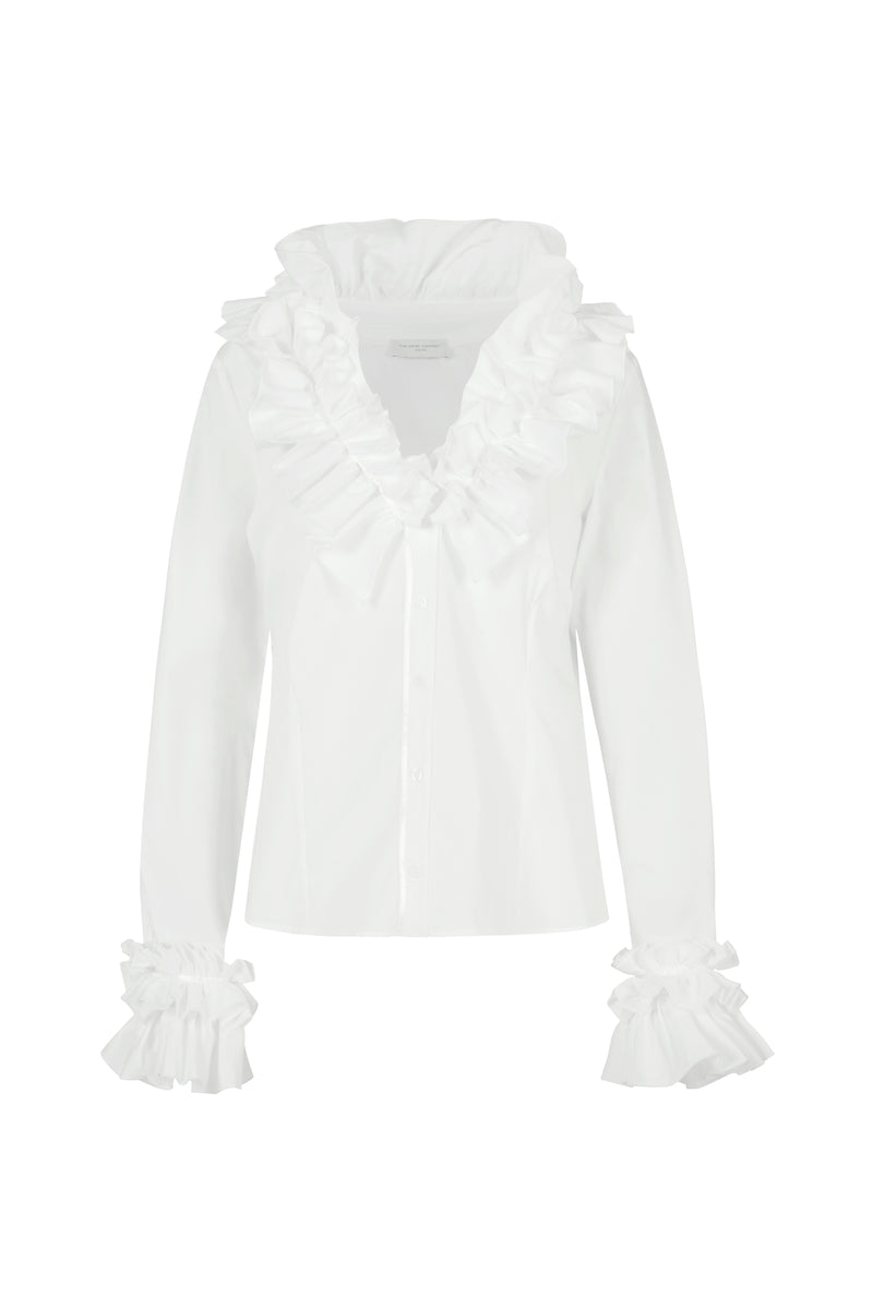 Filadelfia White Tailored Ruffle Collar and Cuff Shirt