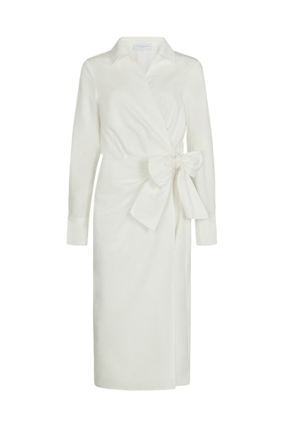 Maria White Frill Front Straight Skirt Shirt Dress