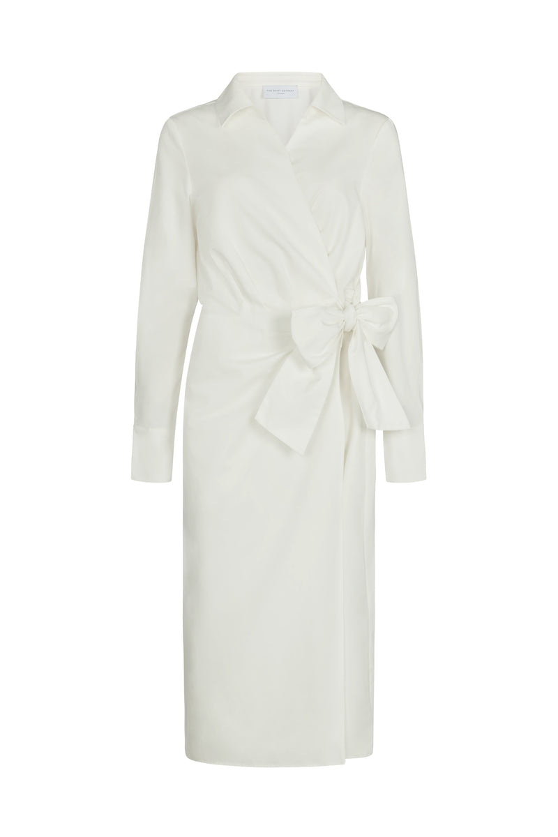 Maria White Frill Front Straight Skirt Shirt Dress