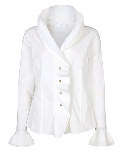Isabella White Tiered Ruffle Cotton Shirt