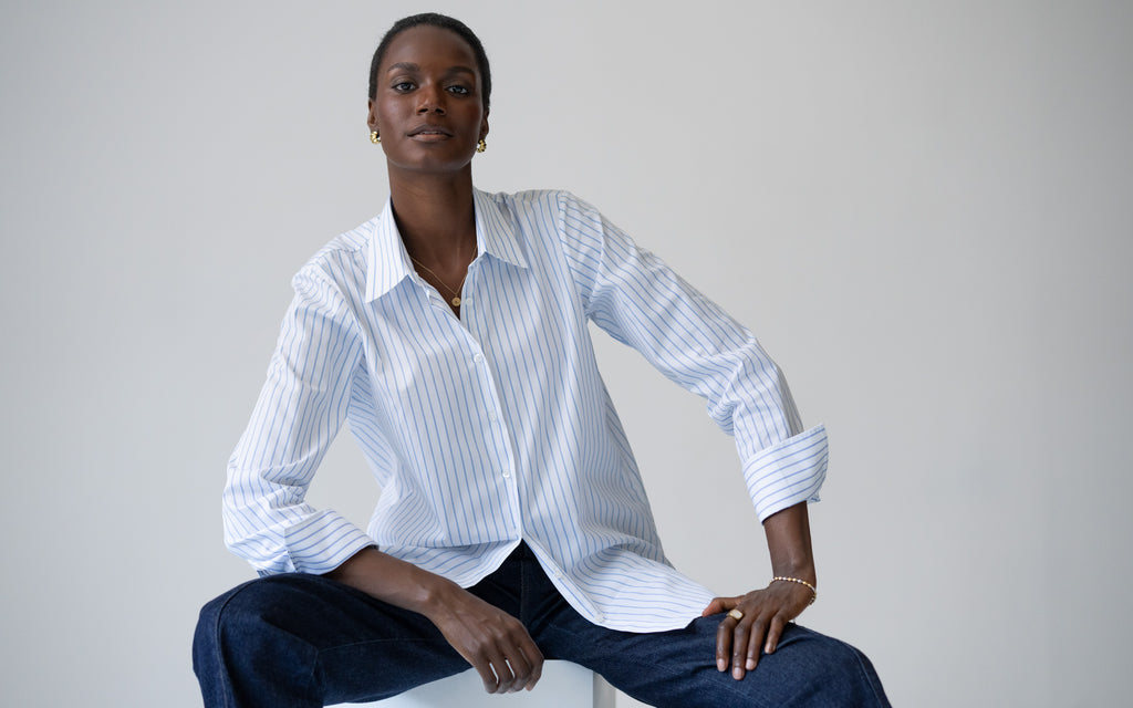 KARLY RELAXED Stripe Cotton Poplin