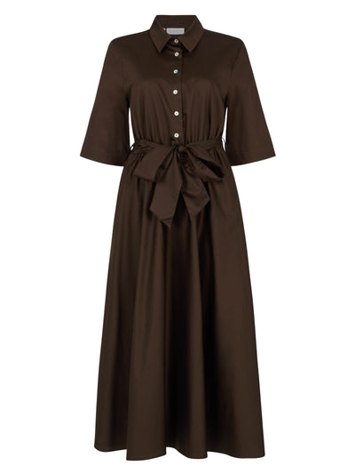 Le Marais Chocolate Cotton Everyday Midi Shirt Dress