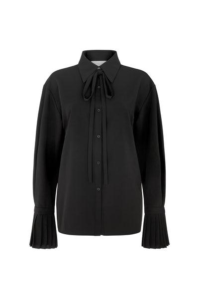 Lottie Black Easy Fit Blouse with Pleated Exaggerated Cuffs