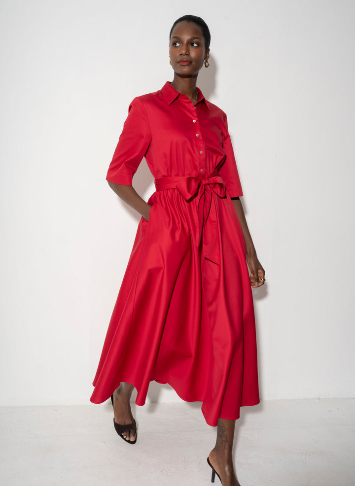red cotton shirt dress Women's Show Me the Way Fuchsia Cotton Button Front Midi Shirt Dress | Color: Fuchsia Pink | Size: M