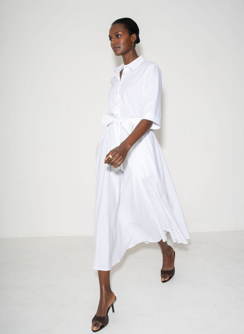 relaxed midi shirt dress Mersea Women's Le Midi Shirt Dress in Crisp White
