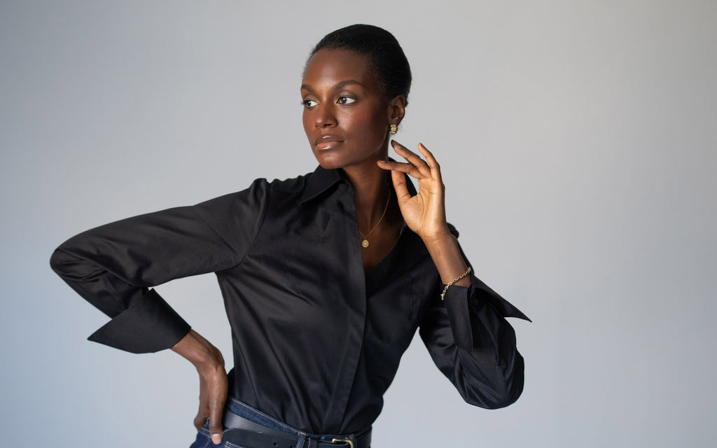 MADELENA TAILORED Black Organic Cotton Sateen