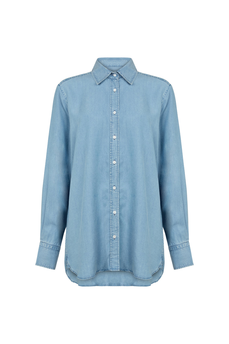 Max "The Boyfriend" Shirt in Drapey Chambray Denim