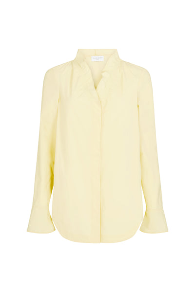 Nina Butter Yellow Longline Shirt with Gentle Frilled Collar