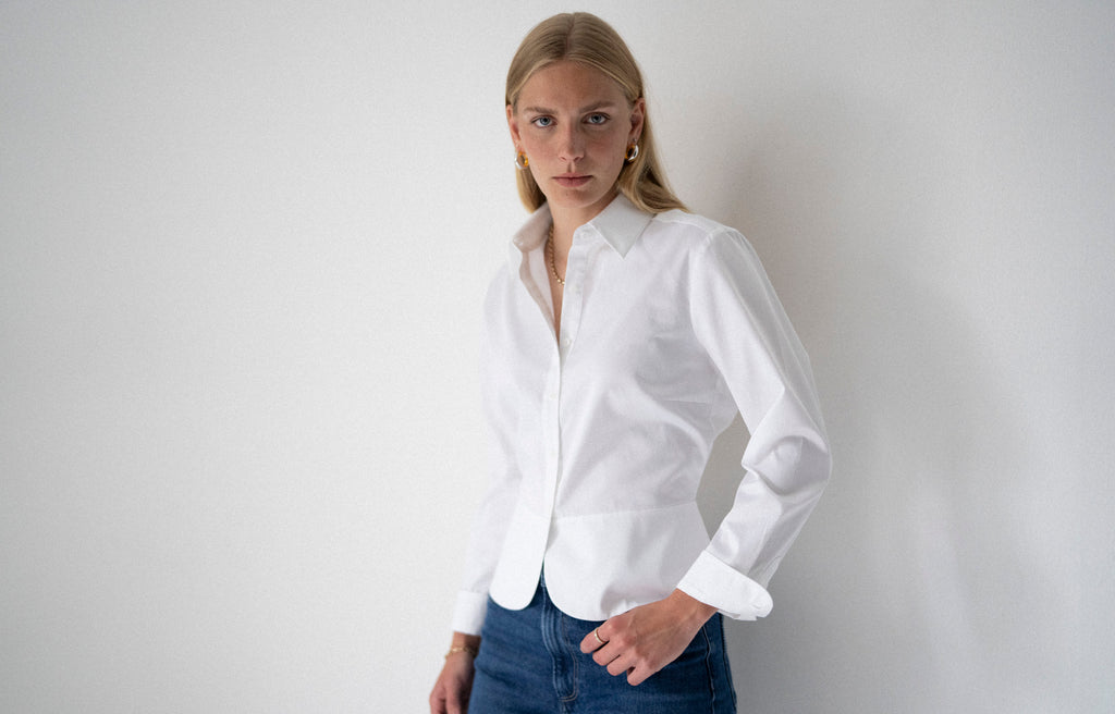 Odette Tailored Fit Cropped Cotton Peplum