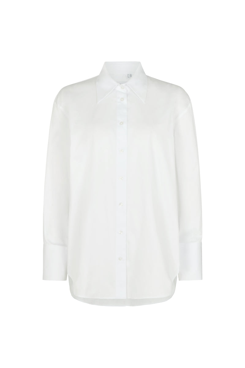 Parisienne "The French Girl" White Oversized Organic Cotton Sateen Shirt