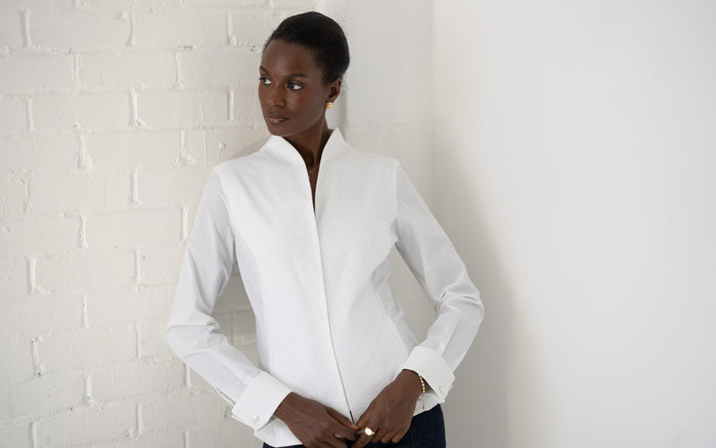 formal dress shirt women Penelope White Tailored Tuxedo Cotton PRODUCT:ED3123A-10W
