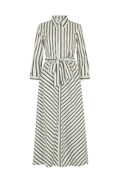 Veronica Navy & White Stripe Cotton Button Down Midaxi Shirt Dress