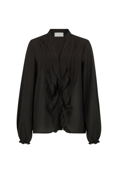 Victoria Black Ruffled Evening Blouse