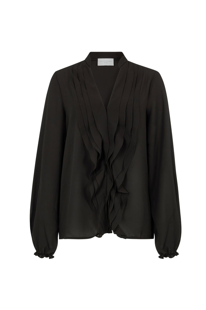 Victoria Black Ruffled Evening Blouse