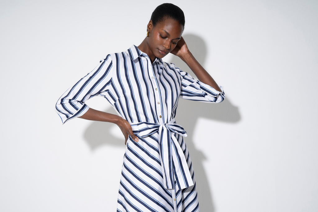 VERONICA DRESS Stripe Cotton Sateen