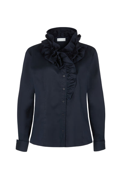 Willow Curve Navy Ruffle Collar Shirt