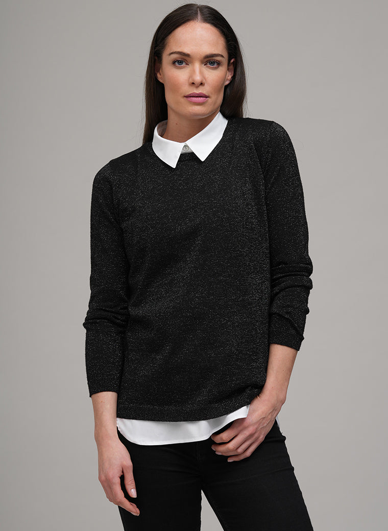 ABILENE WHITE SLEEVELESS JERSEY AND WOVEN COTTON LAYERING SHIRT