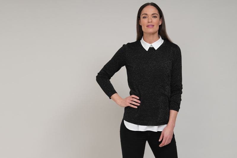 ABILENE WHITE SLEEVELESS JERSEY AND WOVEN COTTON LAYERING SHIRT