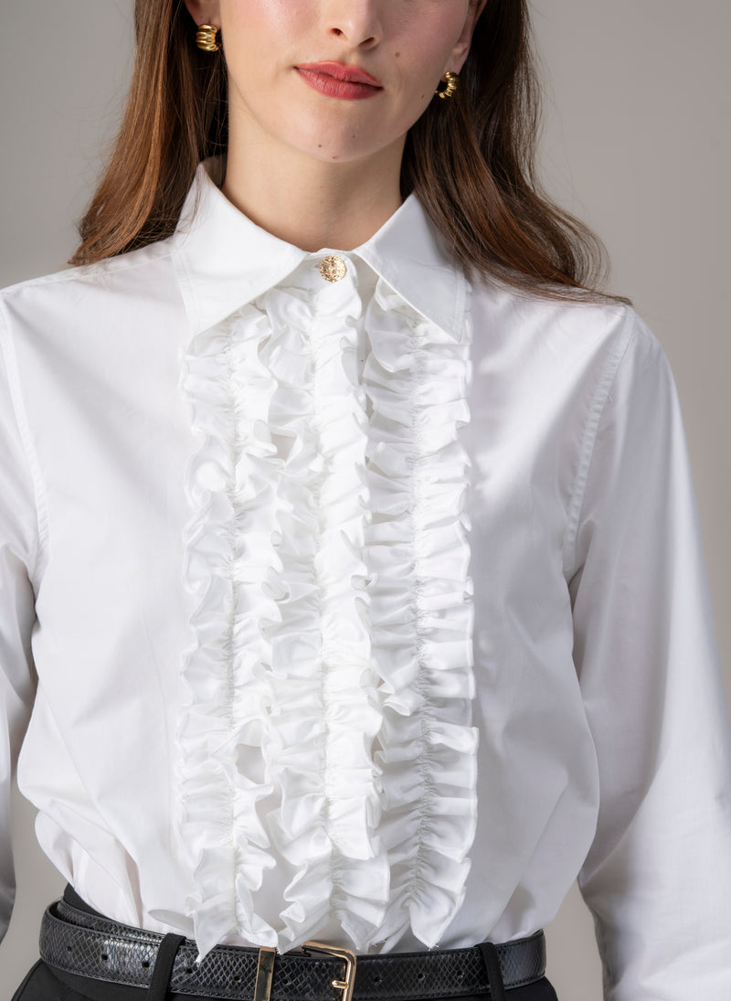 Angelique White Frill Front Shirt