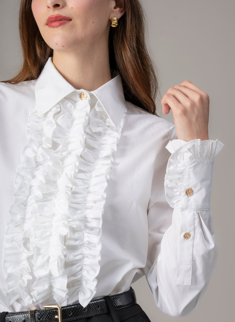 Angelique White Frill Front Shirt