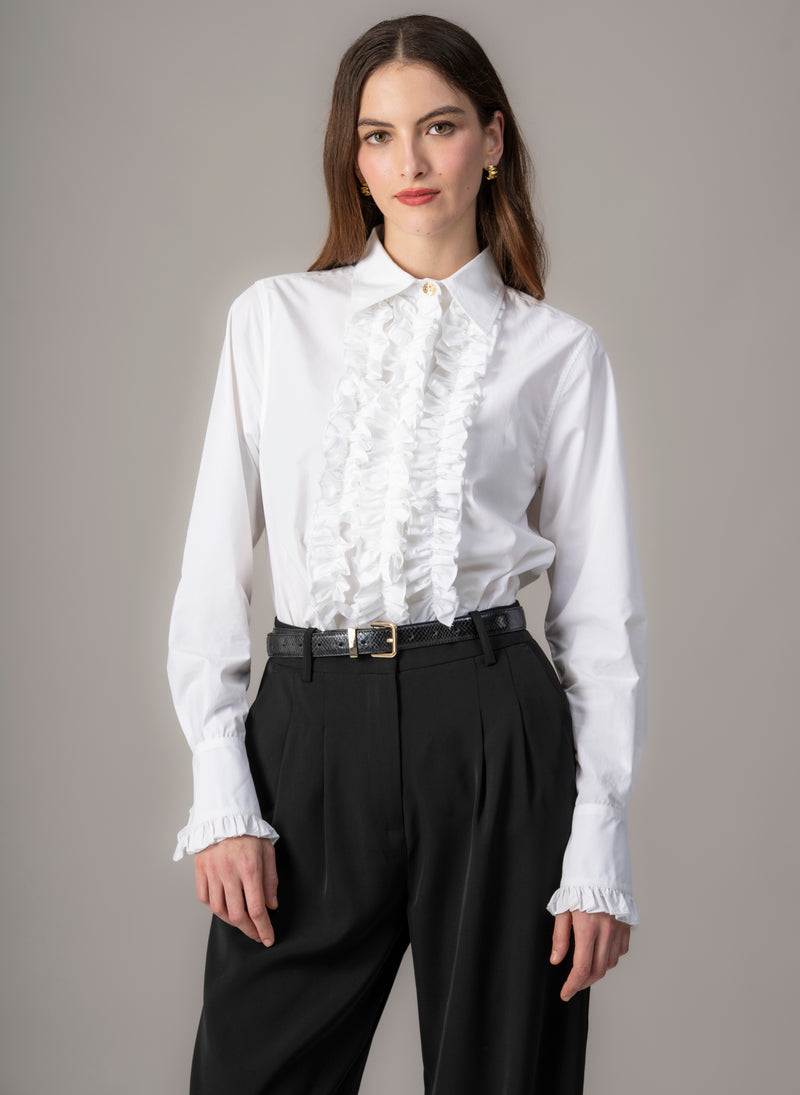 Angelique White Frill Front Shirt