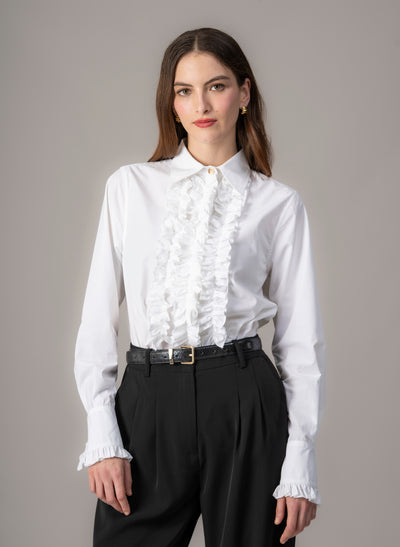 Angelique White Frill Front Shirt