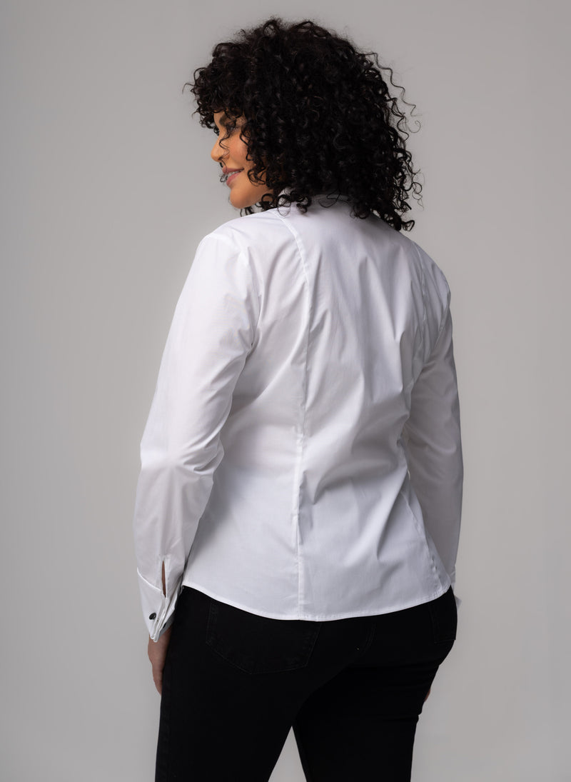 Antoinette Curve Pleated Tuxedo Shirt
