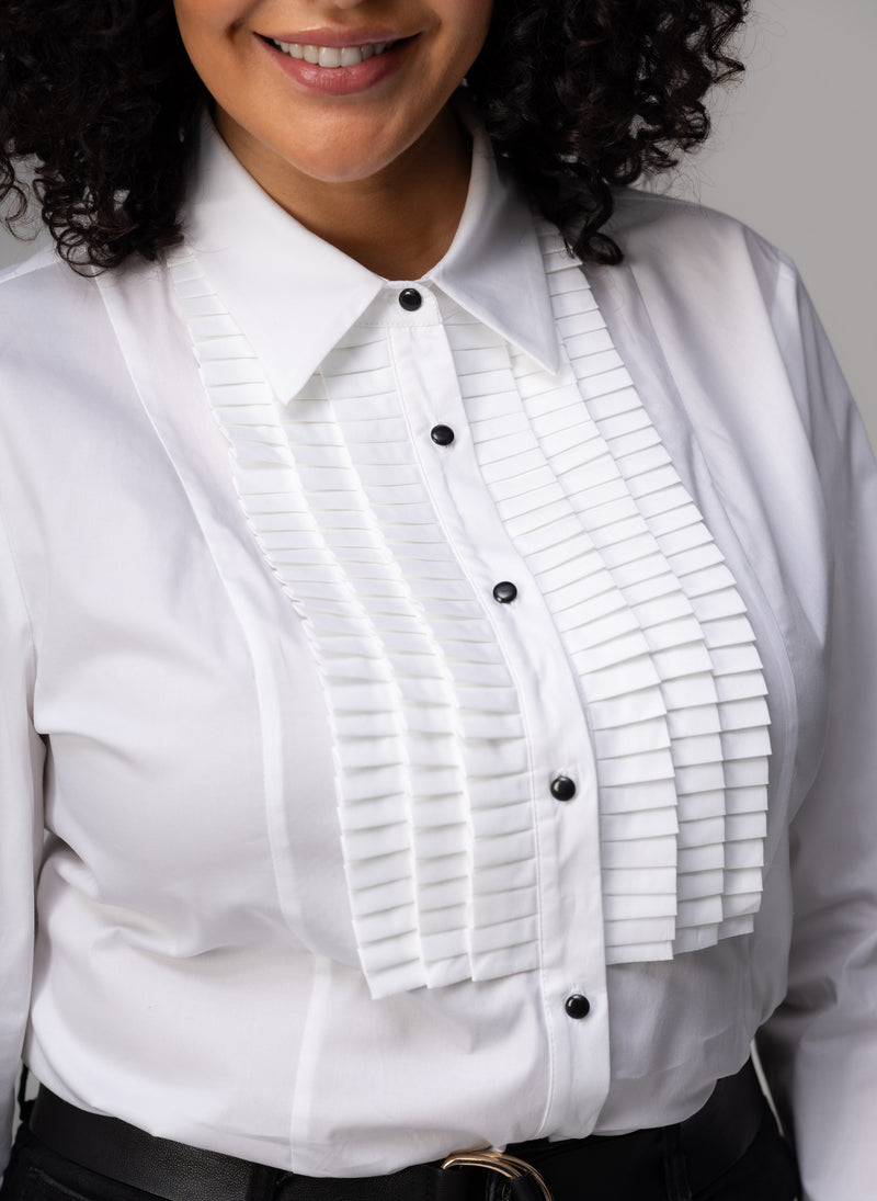 Antoinette Curve Pleated Tuxedo Shirt
