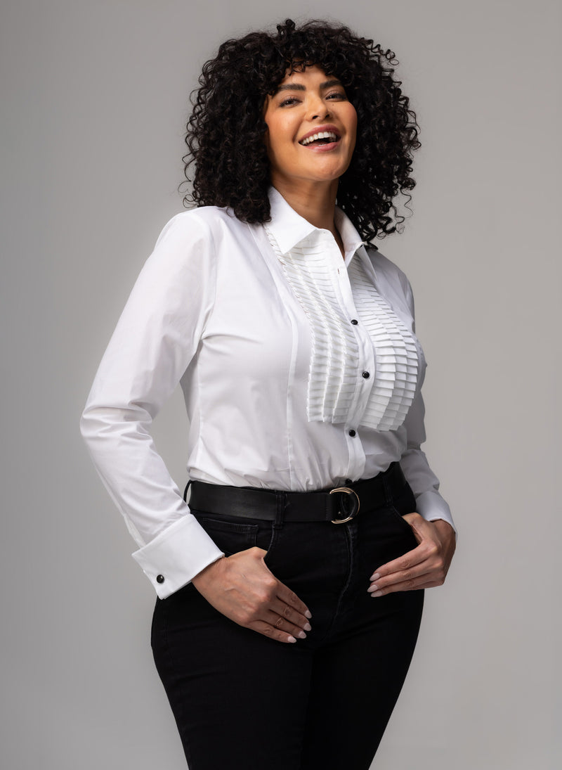 Antoinette Curve Pleated Tuxedo Shirt
