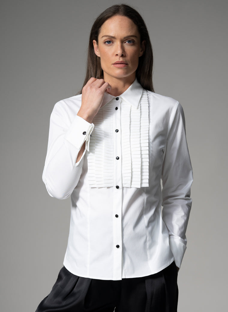 ANTOINETTE PLEATED TUXEDO SHIRT